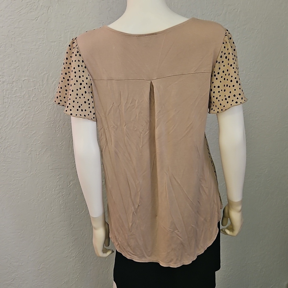 FORTUNE & IVY Tan Polka Dot Blouse - Picture 5 of 8